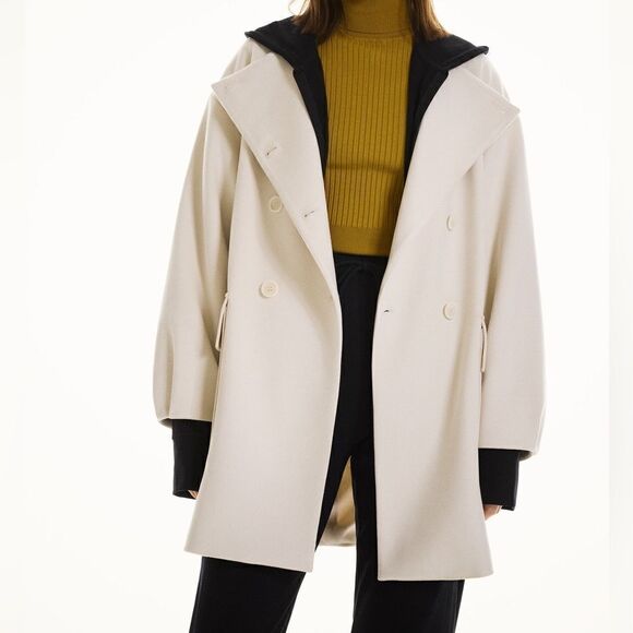 ZARA DOUBLE BREASTED BUTTONED COAT Ecru - Picture 1 of 7